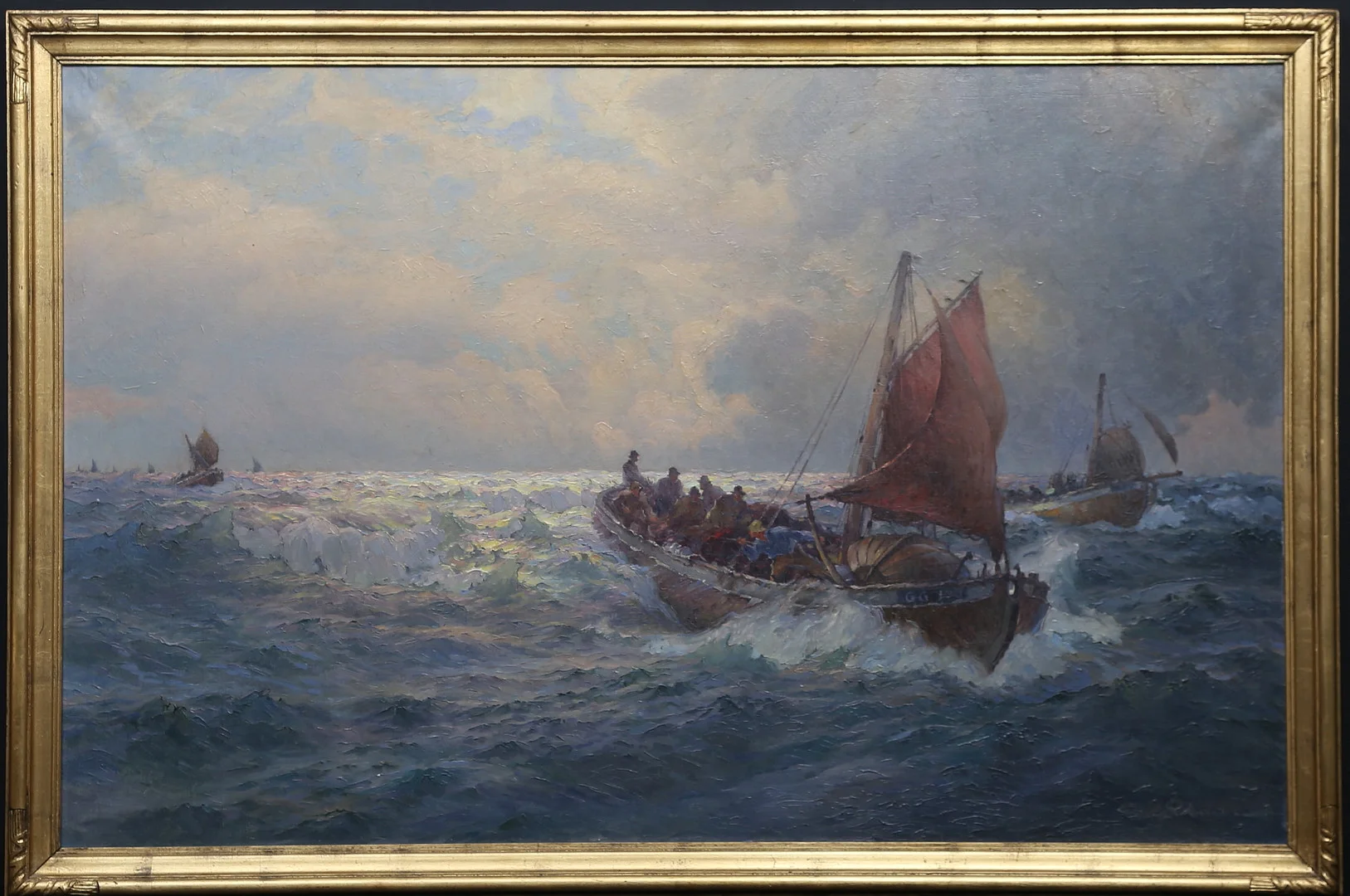 EMIL EKMAN. Marint motiv med båtar. Olja på duk. Signerad. — Paintings — Gomér & Andersson Linköping