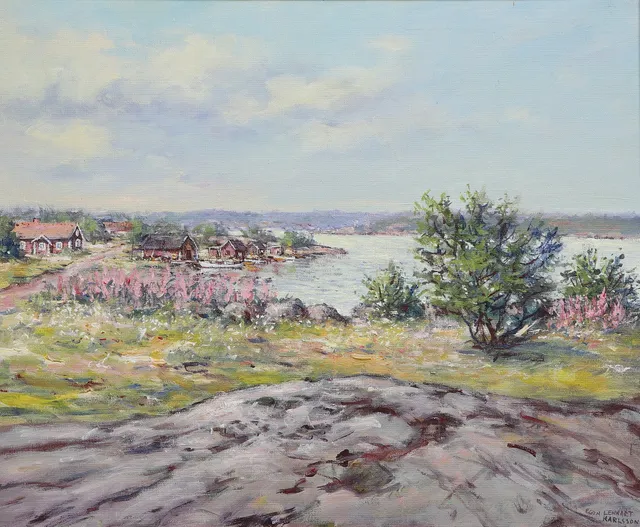 EGON LENNART KARLSSON. Olja på duk, "Sommarvy", signerad.