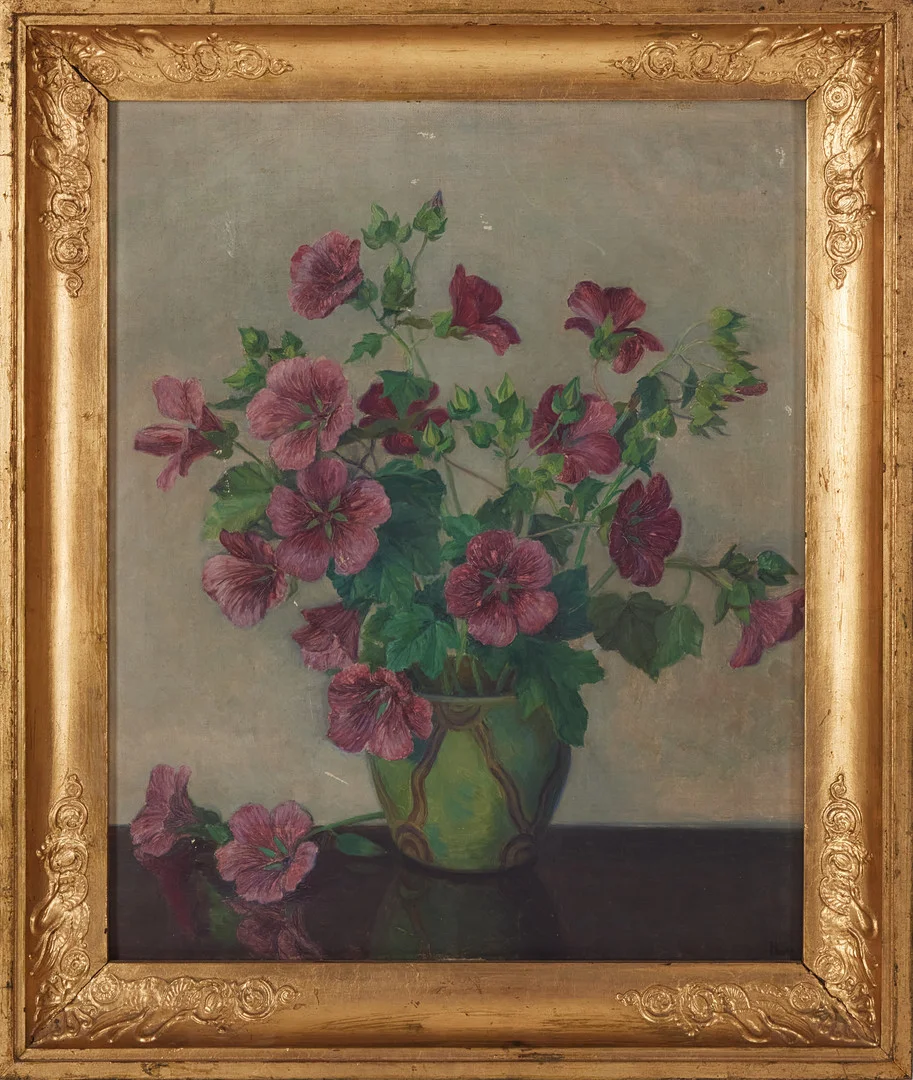 HEDVIG SKARSTEDT (1869-1954). "Malvor", olja på pannå, monogramsignerad. — Paintings — Stockholms Auktionsverk Magasin 5