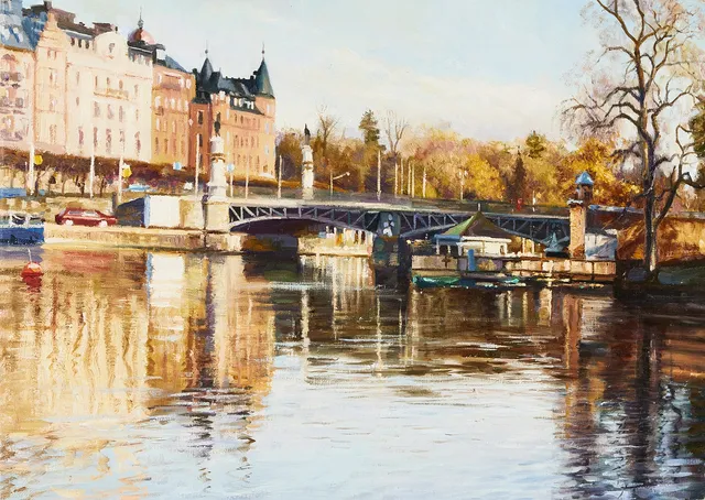 VJETESLAV KLIUCHNIKOV. (Ryssland, född 1956): Djurgårdsbron, signerad Kliuchnikov, daterad atergo 2010, olja på duk.