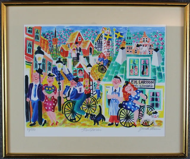 GUNILLA MANN. färglitografi, Kulturhuset, signerad.