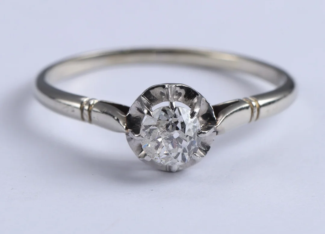 Vintage diamond ring in 18 kt. white gold, approx. 0.50 ct. — Jewellery/Rings — Lauritz