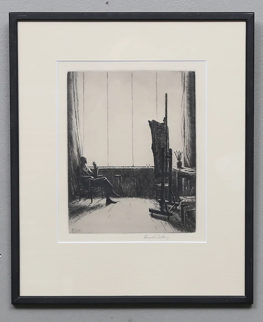 HARALD SALLBERG. "Meditation". Etsning, signerad, daterad i plåten 36. — Engravings & Prints — Gomér & Andersson Linköping