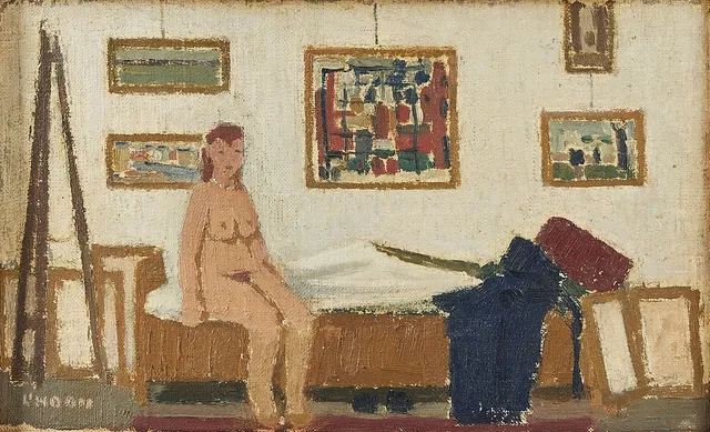 KURT LINDON (1910-1985), ”I ateljén”, monogramsignerad LINDON, olja, duk på pannå.