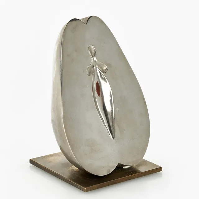 LARS HUCK HULTGREN (1931-2018). Skulptur, Päron, signerad HUCK, numrerad III/X, brons och vitmetall med bemålning.