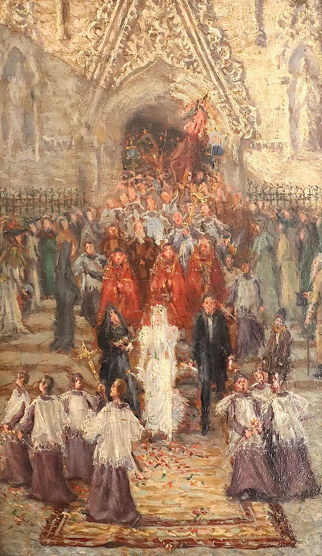 MIGUEL PRADILLA GONZÁLEZ (1884–1965). Salida de una boda. — Paintings — Barcelona Auctions
