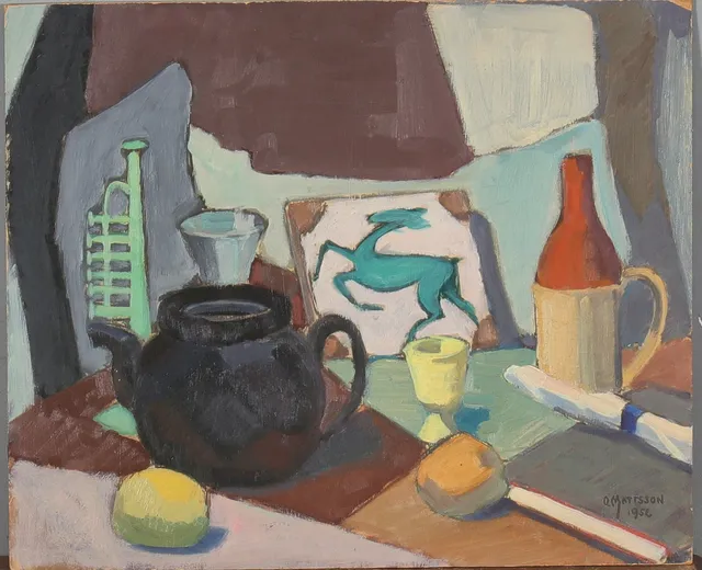 OLLE MATTSSON. Stilleben, olja på pannå, signerad och daterad 1952.