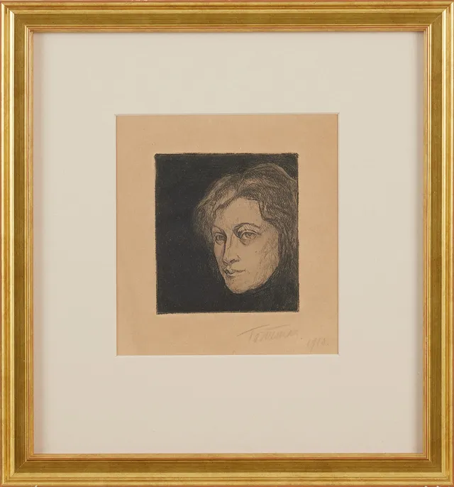 AXEL TÖRNEMAN. Kvinnoporträtt, signerad och daterad 1910, etsning.