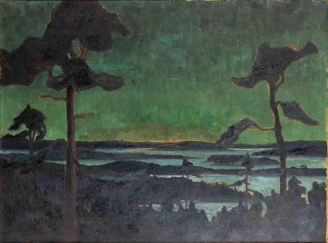 AKKE HUGH MALMESTRÖM (1894-1968). Schwedische Landschaft bei Sonnenuntergang.