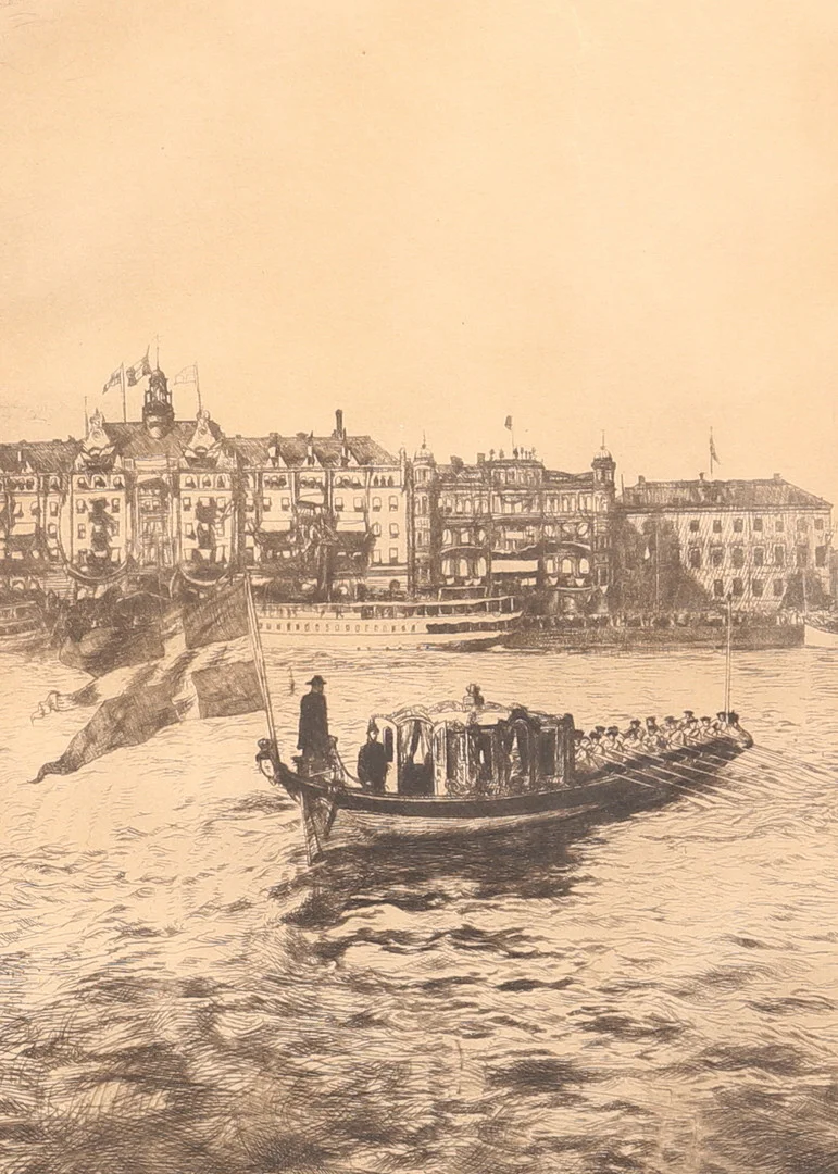 ANDERS HELLER. "Vasaorden". Etsning, signerad. — Engravings & Prints — Auktionshuset Thelin & Johansson