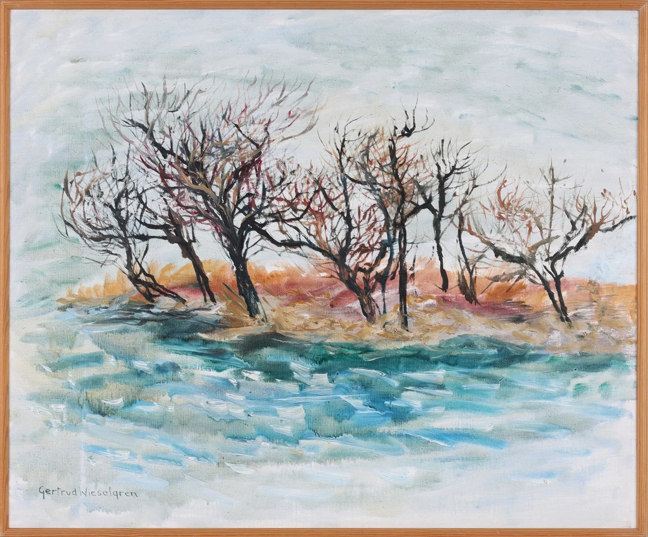 GERTRUD WIESELGREN. "Holme April", olja på duk, signerad. — Paintings — Stadsauktion Sundsvall