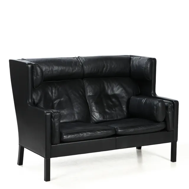 Børge Mogensen. Couch sofa model 2192 in black leather.