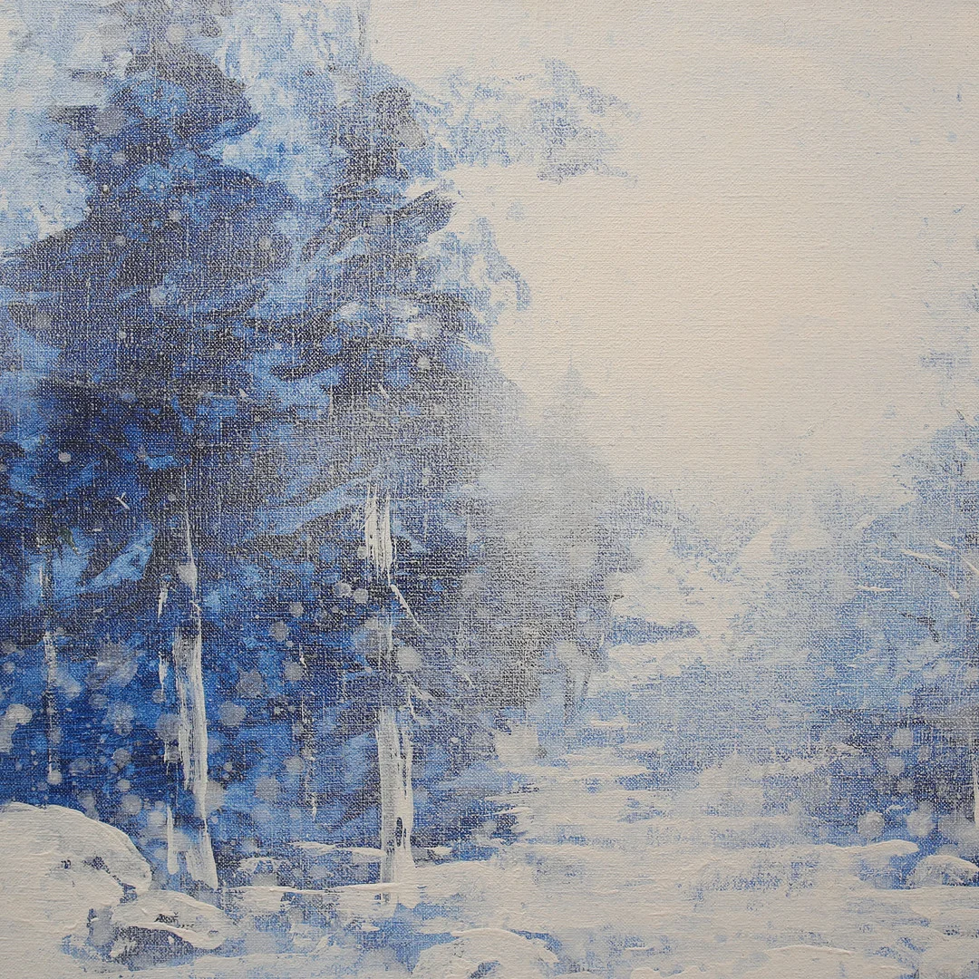LEIF KANDER. Olja på duk, vinterlandskap, signerad, daterad a tergo 1985. — Paintings — Limhamns Auktionsbyrå