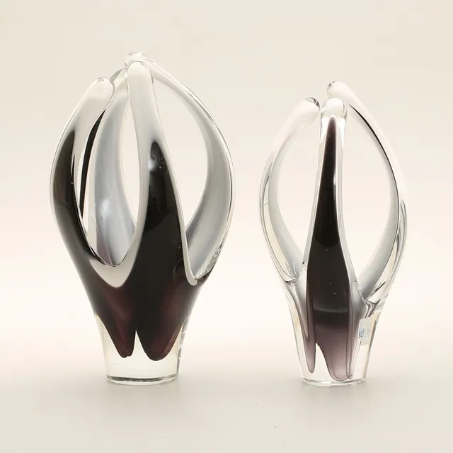 PAUL KEDELV. Vaser, 2 stycken, glas, "Coquille", Flygsfors.