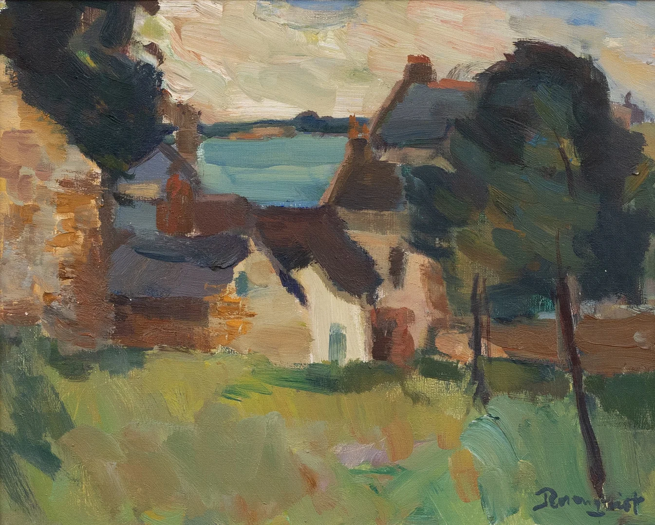HANS ROSENQVIST (1913-2012). "Saint-Jacut-de-la-Mer, Bretagne", olja på duk, signerad. — Paintings — Garpenhus Auktioner