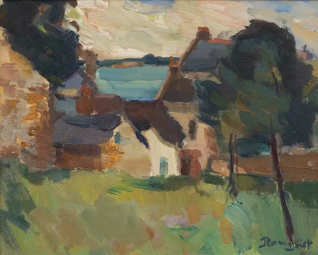 HANS ROSENQVIST (1913-2012). "Saint-Jacut-de-la-Mer, Bretagne", olja på duk, signerad.