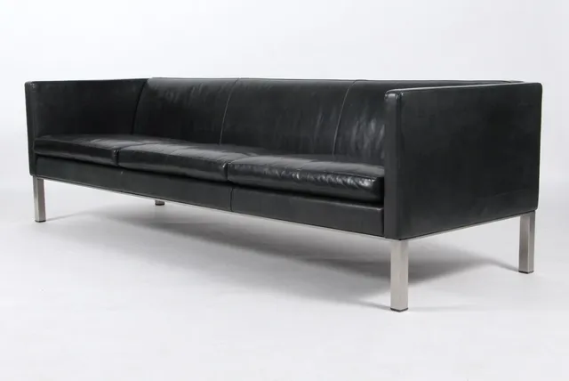 Erik Jørgensen. Three-seater sofa, leather, Model EJ 50.3K