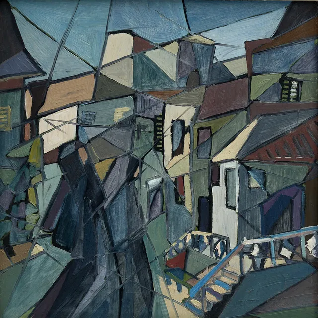 STIG THIDERMAN (1920–1973). Ökenlandskap, ristad signatur, olja på pannå.
