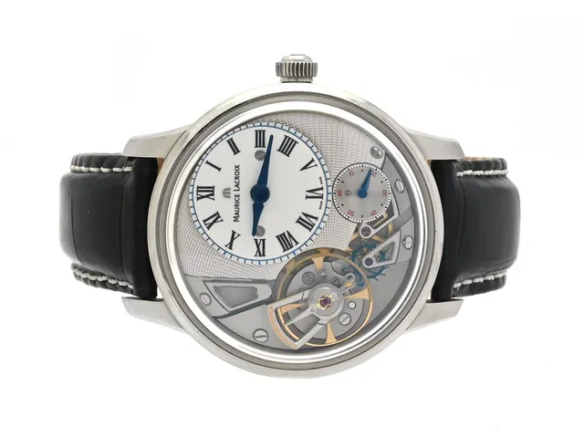 MAURICE LACROIX, Masterpiece Gravity, Cal ML230, Serie nr. 153/250, Ref nr. MP6118-SS001-110-2, Boett nr. MP6118, herrur, 43 mm, stål, automatisk, safirglas, liten sekundvisare, glasbaksida, läderband, viklås, ca 2015, box. Limiterad och numrerad (Nr. 153/250).