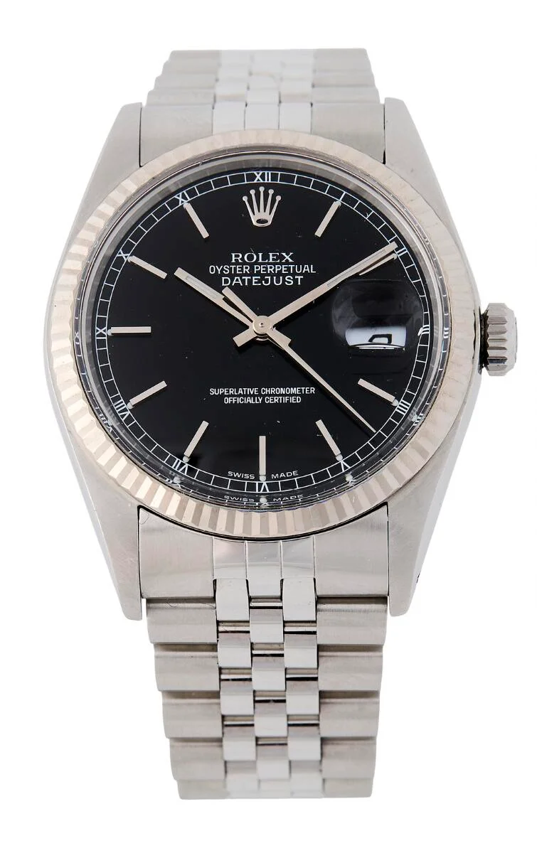 Rolex: Datejust of steel, ref. 16014. Mechanical movement with automatic winding and date indication, cal. 3035. 1976. — Clocks & watches/Wristwatches — Bruun Rasmussen