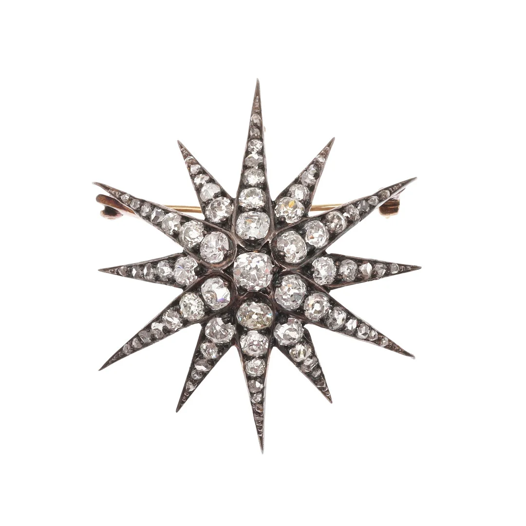 A VICTORIAN DIAMOND STAR BROOCH PENDANT. — Brooches & Pendants — Lawrences Auctioneers