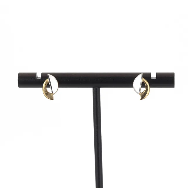 9CT BICOLOUR GOLD EARRINGS.