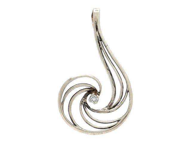 HÄNGE, silver, vit sten, Alton Falköping, höjd 4,5 cm, vikt 3,7 g.