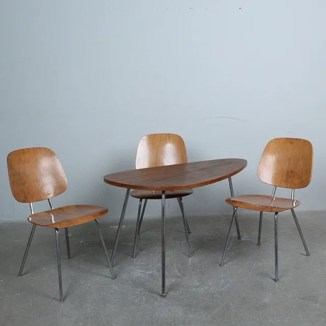 Mid-Century Tischgruppe Schichtholt / Plywood der 1960er.