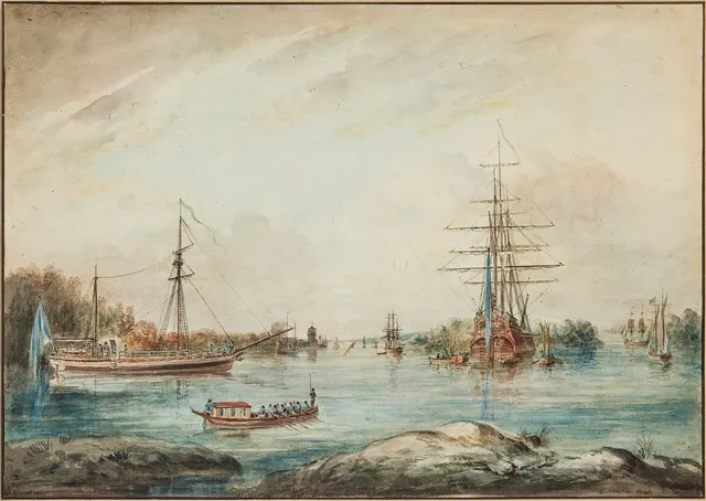 ELIAS MARTIN (1739-1818). "Weu af Waxholm och Finska Galär Esqadern".
