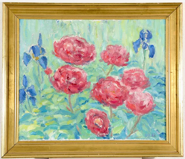 OLE KIELBERG (1911-1985). Blomsterstudie, olie på lærred.