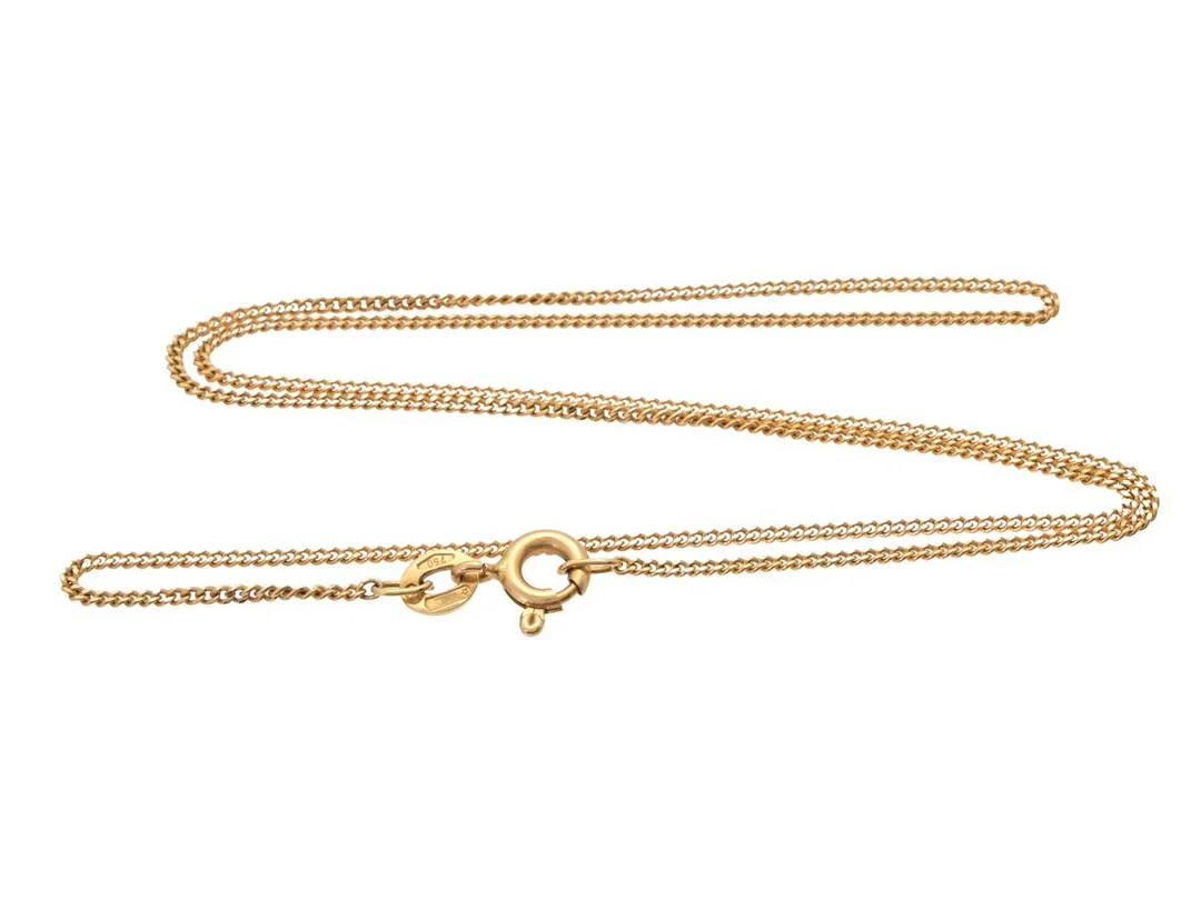 HALSKEDJA, 18K guld, pansarlänk, längd 37,5 cm, vikt 2,2 g. — Smycken/Halskedja — Kaplans