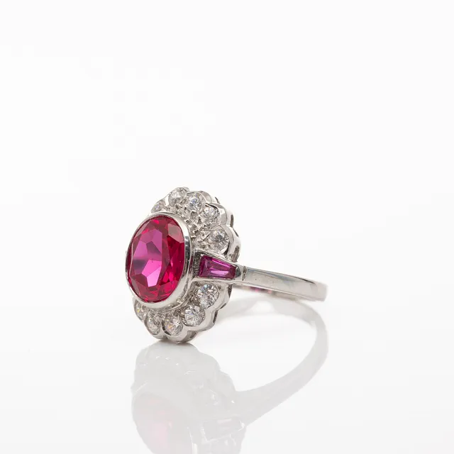 RING, Sterlingsilver, Syntetiska rubiner, cubic zirkoner.