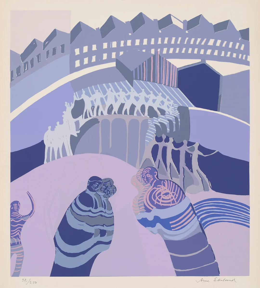 Ekeland, Arne — "Babylon faller/Opptog" 1974 — Kunst/Grafikk — Blomqvist