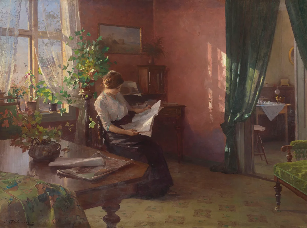 Ulving, Even — Kvinne i interiør — Kunst/Maleri — Blomqvist