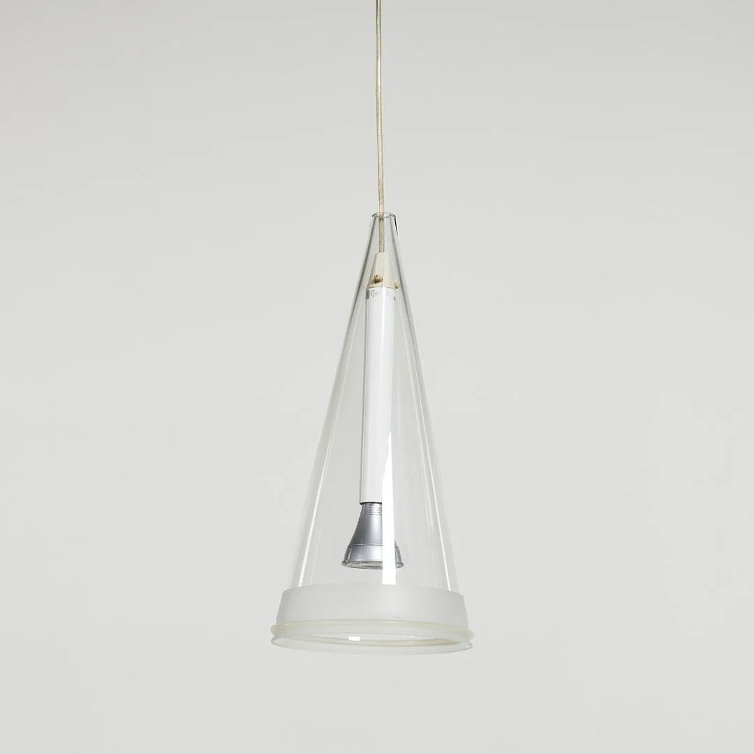 ACHILLE CASTIGLIONI. Taklampa, "Fuscia", för Flos, samtida, härdat glas samt stål. — Ceiling lights — Stockholms Auktionsverk Sickla
