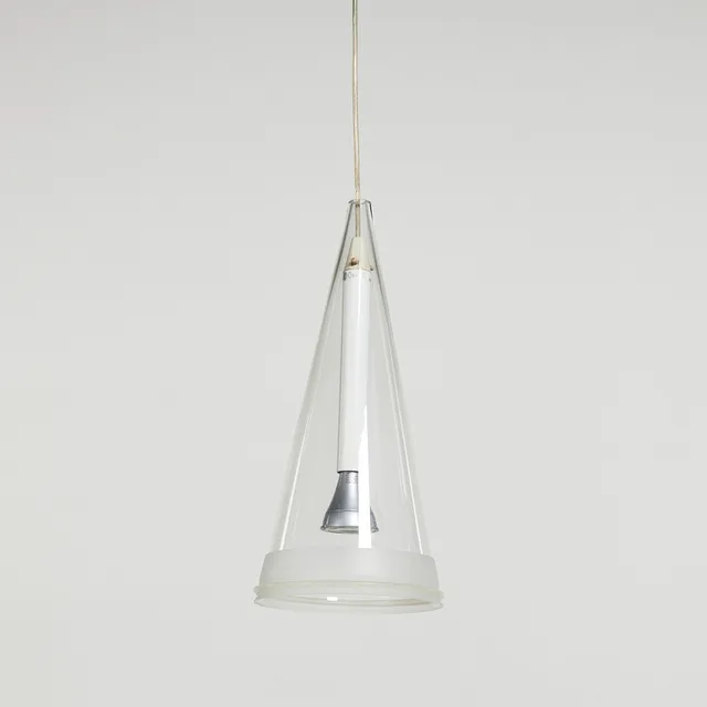 ACHILLE CASTIGLIONI. Taklampa, "Fuscia", för Flos, samtida, härdat glas samt stål.