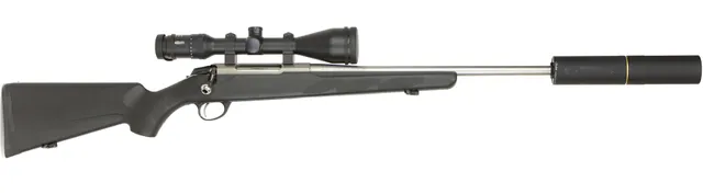 KULGEVÄR MED LJUDDÄMPARE, fabrikat Tikka, modell T3 SS, kaliber .308W, tillv.nr F28264, se-nr SE2561788.