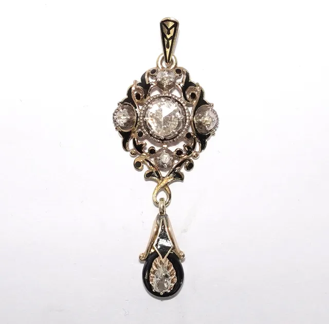 Anhänger 585 Gold Diamant Altschliff.