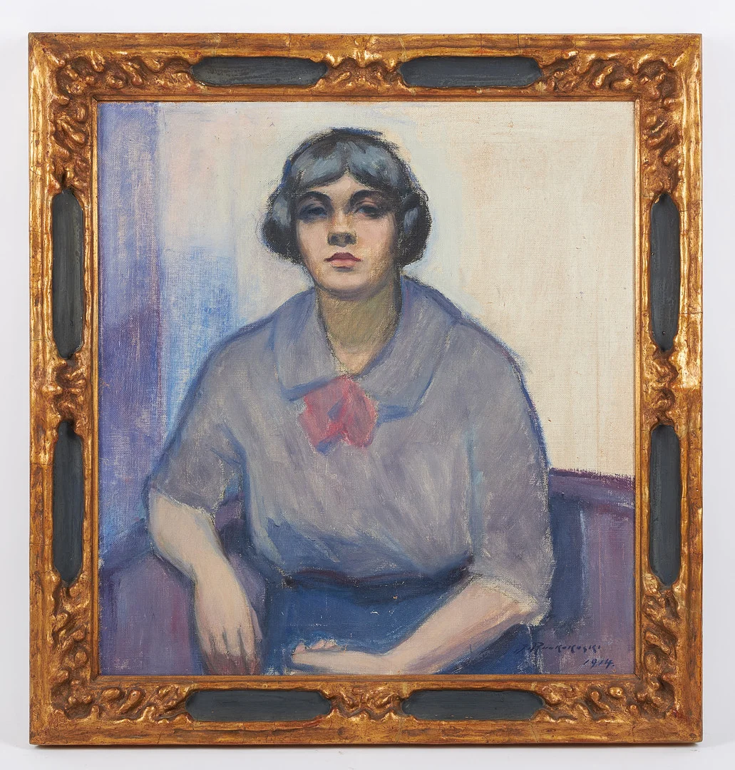 JALMARI RUOKOKOSKI. Damporträtt, signerad samt daterad 1914, olja på duk. — Paintings — Stockholms Auktionsverk Helsinki