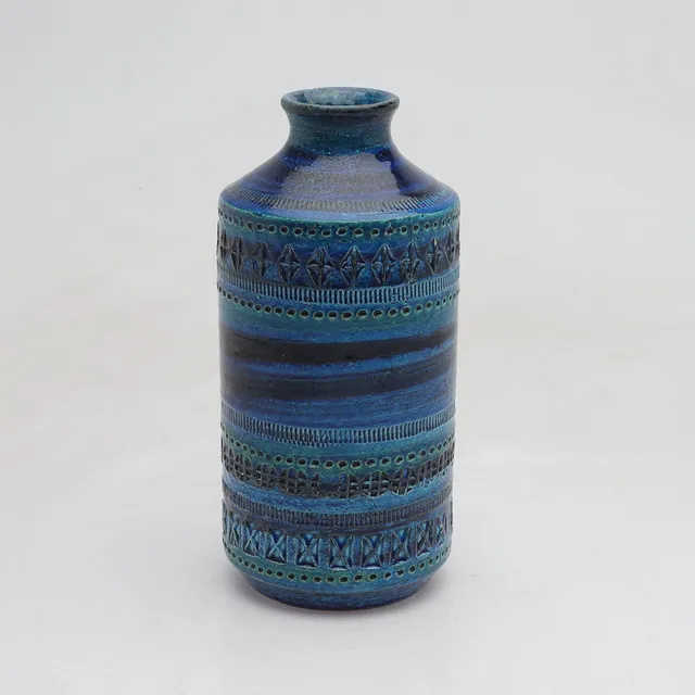 ALDO LONDI. Vas, glaserad keramik, "Rimi blue", Bitossi, Italien.