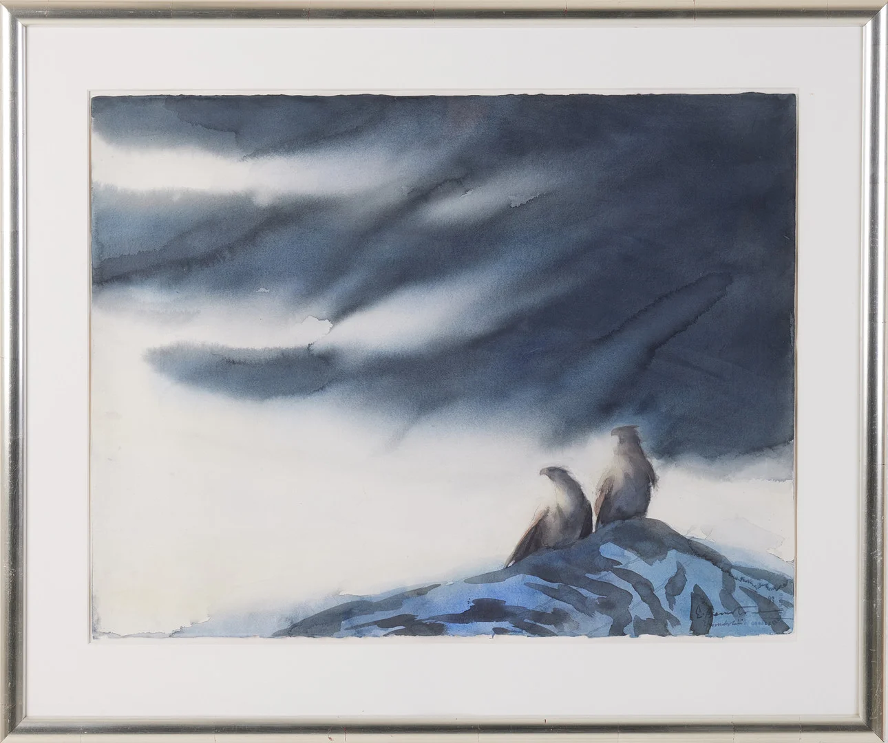 EMANUEL BERNSTONE. "Huvudskär", akvarell på papper, 56 x 75 cm. — Engravings & Prints — Stockholms Auktionsverk Magasin 5