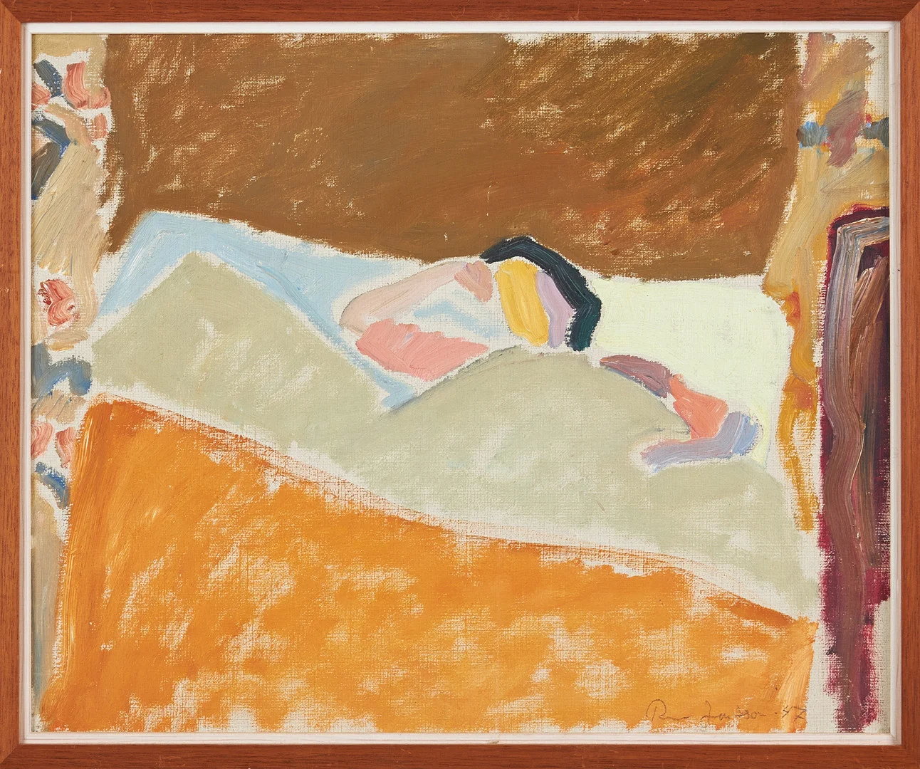 RUNE JANSSON. Vilande figur, olja på duk, uppspänd på pannå, signerad Rune Jansson, daterad -51. — Paintings — Stockholms Auktionsverk Magasin 5