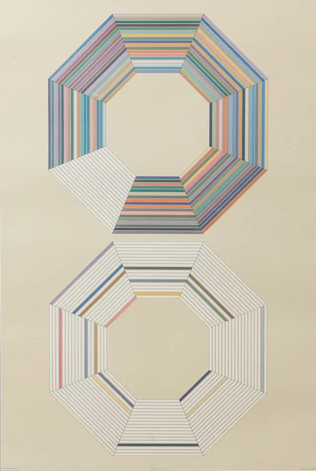 BECK & JUNG. Geometrisk komposition, computer ink plot, signerad 1983.