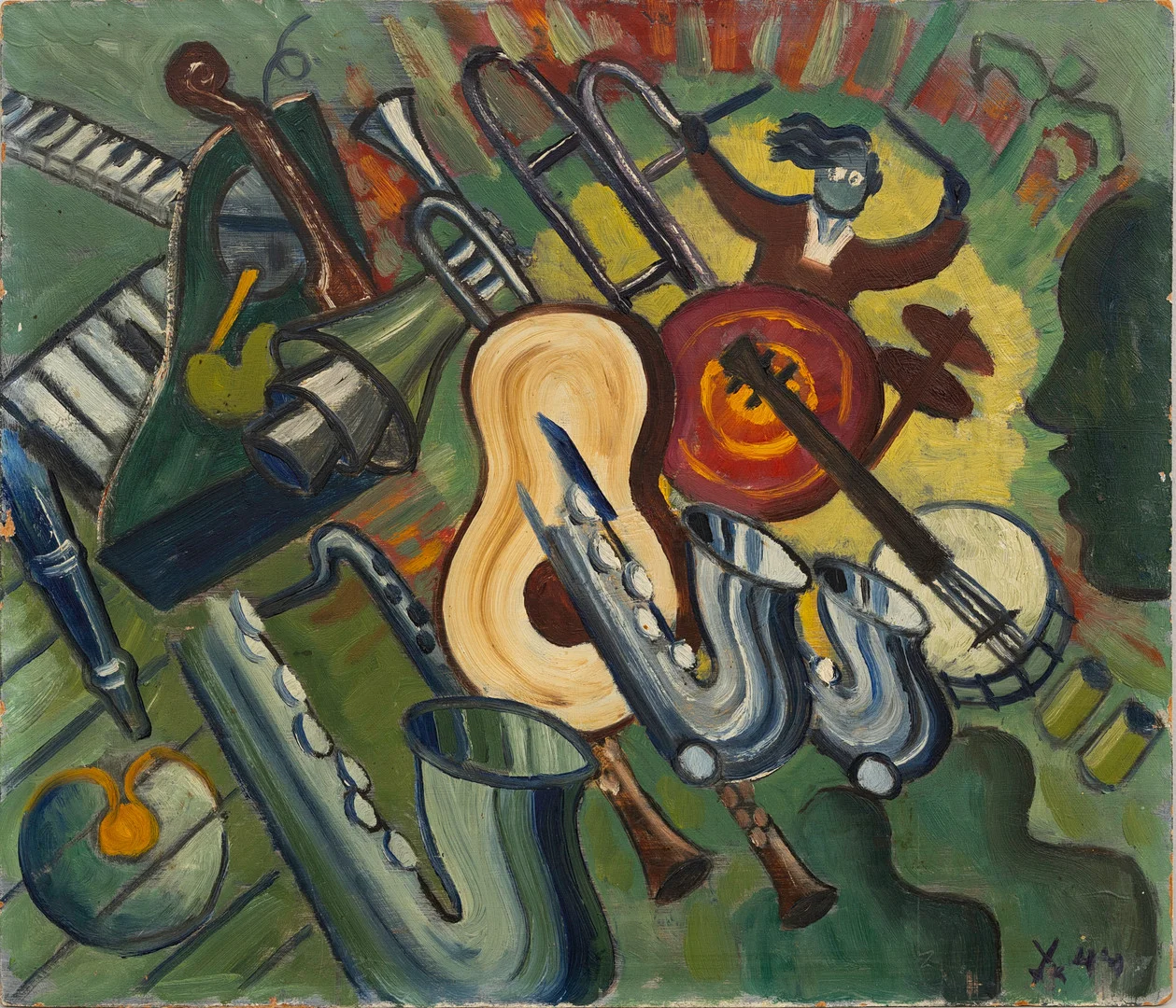 HARDY STRID. "Extas", olja på pannå, signerad och dat-44, registrerad 1971 a tergo. — Paintings — Auktionshuset Kolonn