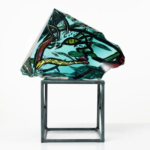 Ulrica Hydman-Vallien, glasblock, unikt, Kosta Boda, signerat.