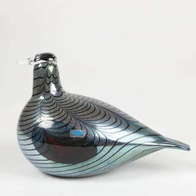 OIVA TOIKKA. Skulptur, "Fasaani", glas, Nuutajärvi, Finland, signerad.