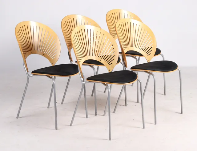 Nanna Ditzel for Fredericia Furniture. 'Trinidad', set of five chairs. (5)