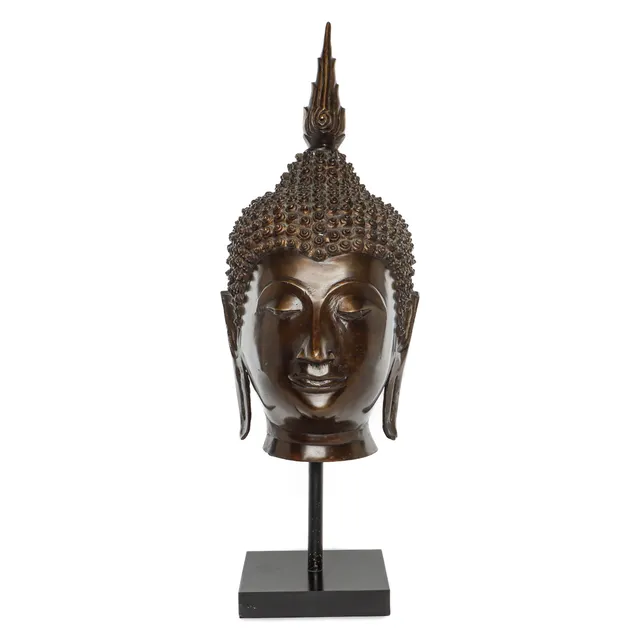 Thai Buddha head of patinated bronze, 1900s