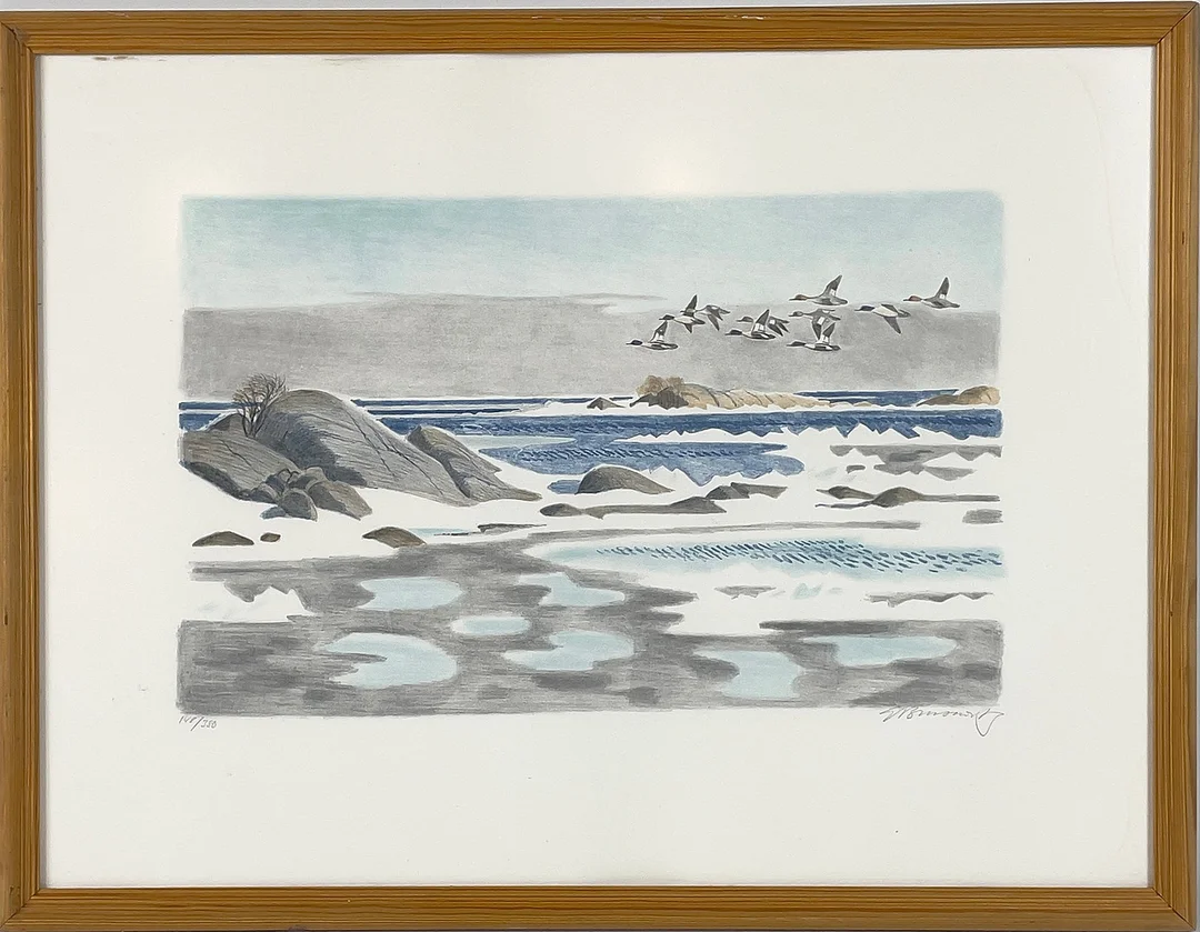 GUNNAR BRUSEWITZ. Färglitografi, numrerad 148/380, signerad G Brusewitz. — Engravings & Prints — Roslagens Auktionsverk