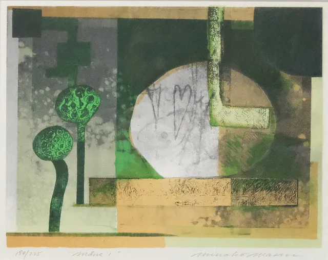 MINAKO MASUI. LITOGRAFI, "MÅNE", SIGNERAD OCH NUMRERAD 184/225, 23X30CM.